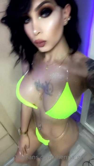 Jheena in a swimsuit