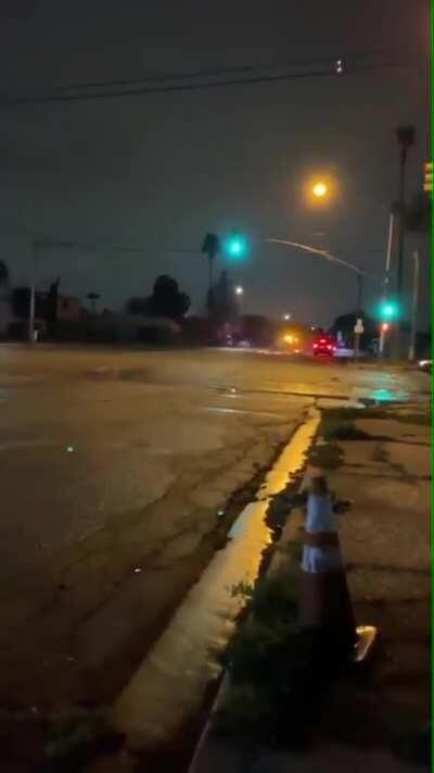 San Bernardino Deputy rolls tide after hitting a speed bump during car chase.