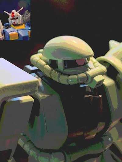 So I found out my Zaku II can do the Rock eyebrow thing