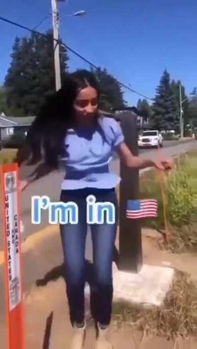 Crossing the border.