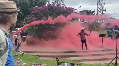 Portland antifa attack Artur Pawlowski's battlefield oregon memorial 8-7-2021