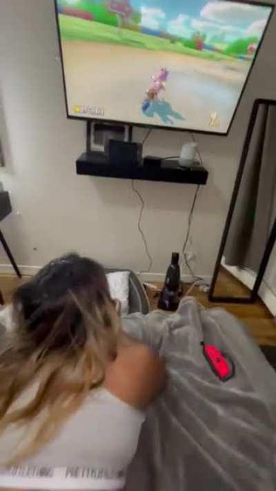 My roommate kept pounding me out while I played my Mario Kart