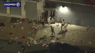 Chopper 6 over the scene as a Foot Locker in West Philadelphia is looted following the death of Walter Wallace, who police say was shot by officers after he would not drop a knife.