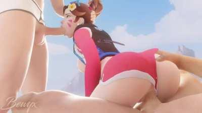 D.Va's threesome vacation (Bewyx)