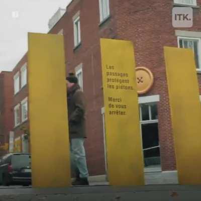 In parts of Quebec, there are pop up crosswalks that force drivers to stop