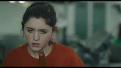 Natalia Dyer trying to get off