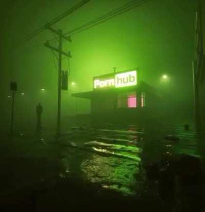 During your walk down an old empty alleyway, you eventually come across a strange building... and notice a man in a suit and tie holding a briefcase outside it watching you...