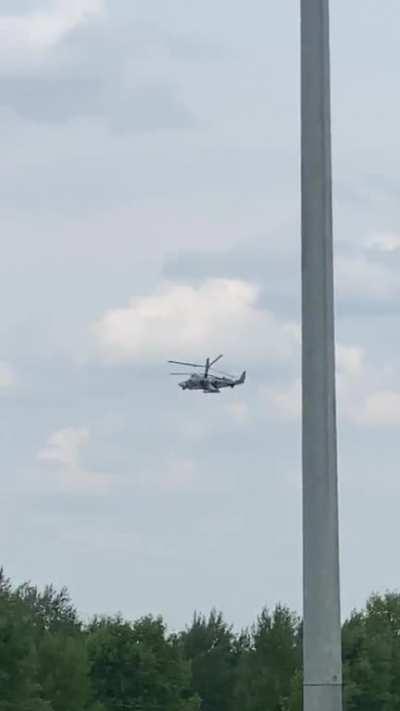 RU POV: The moment of the launch of the Strela-10 M SAM of the Wagner PMCs into the Ka-52 helicopter of the Russian Aerospace Forces. An air defense missile hit an oil depot.