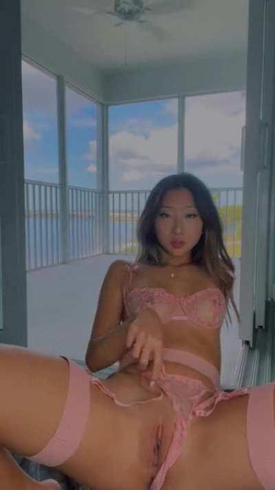 Pink lingerie with a pink pussy