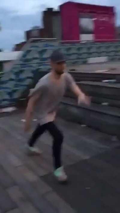 Trying to jump a large gap and not sticking the landing