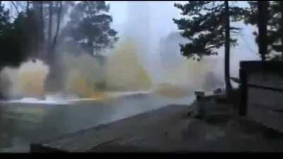 Lighting striking water