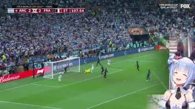Messi's goal vs France in the World Cup final with Pekora's commentary