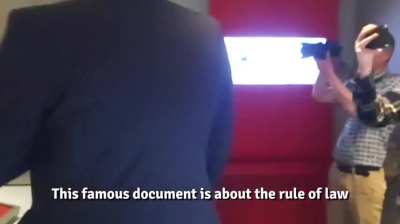 When you attempt to shatter the glass protecting the Magna Carta