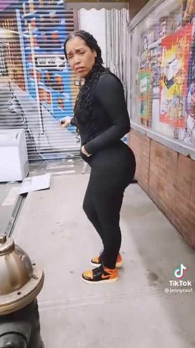 She got a donkey on her