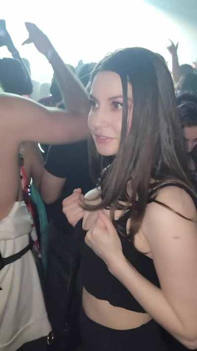 sometimes the boys get a little too excited when i flash my tits at a concert lol