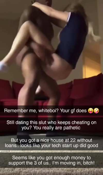 Your bully used to fuck your girlfriend all the time in school.. now he found out where you live and he started fucking her again.. and will move in with you