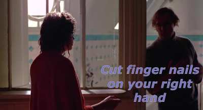 Gf Maria Schneider ditches her bf mid conversation to go apologize to the godfather for leaving him, lets him know all the nasty things she is willing to do for him in Last Tango in Paris (1972)