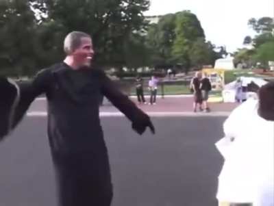 Can you stop wearing Obama mask DJ beach cobbler? It's kind of weird