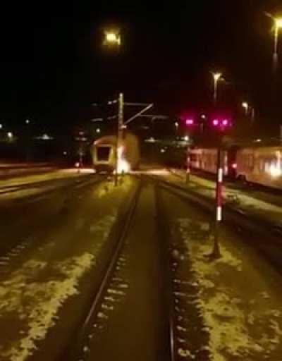 Burning train after accident in Germany