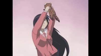 Sakaki spins with her cat maya 