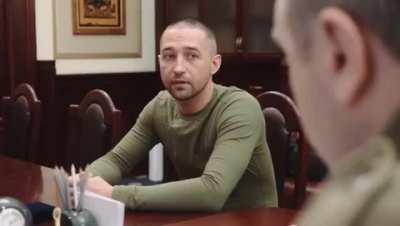 This is the same Ukrainian border guard, who told the russian warship to go fuck itself. Alive and well, back from captivity, receiving his medal !