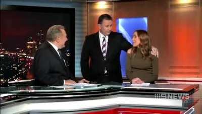 Attempt to farewell newsreader with a kiss doesn’t go to plan