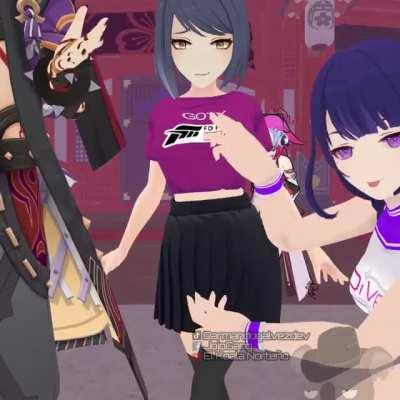 Yoimiya and Ei are curious about Itto's Size