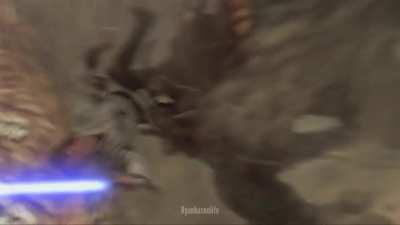 Obi-Wan falls into some water