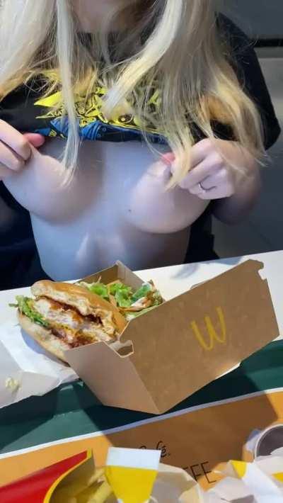 Showing off my big naturals at McDonald’s