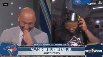 Vladdy and Big Papi sharing a laugh.