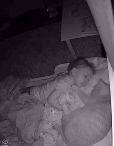 This baby's smile when she realized her pet cat was next to her..