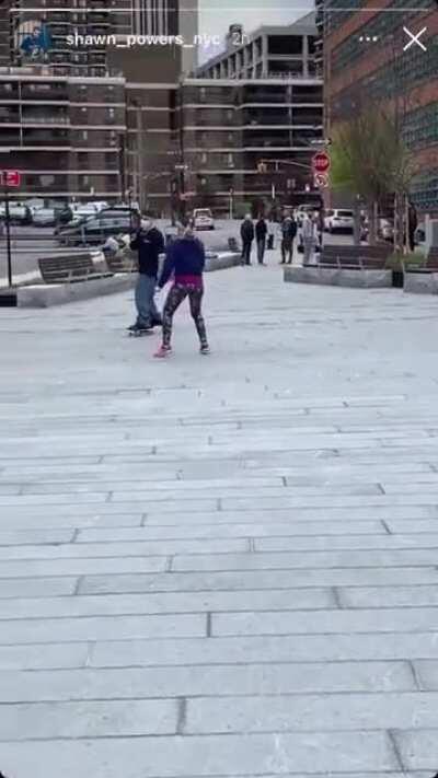 Karen makes a heroic stand against a skateboarding terrorist