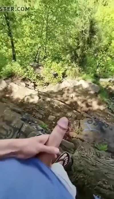 Hiker stops on the trail to shoot a load over the cliff. Would have loved to have been below!
