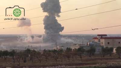 Opposition heavy technicals suppress Syrian Army positions while a VBIED maneuvers into detonation range - al-Zahraa - 11/29/2014