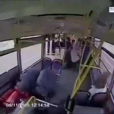 Bus comes to an instant stop (warning: LOUD)