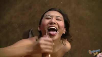 Alina Li gets her face covered in cum