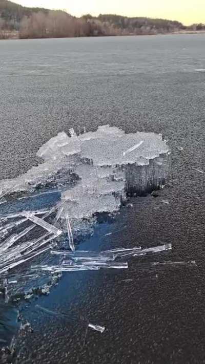 Watching this ice crack and crumble is strangely satisfying