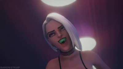 Ashe oral Mercy Futa (baronstrap)[Overwatch]