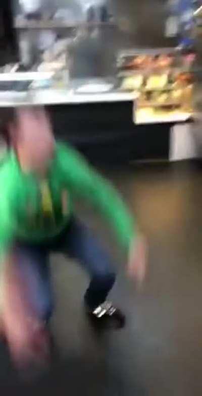 Doing a flip in a corner store, even after you’re warned not to.