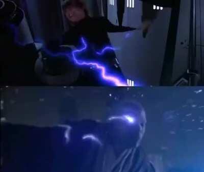 The moment when Darth Vader turns to the light versus the moment when Anakin turns to the dark