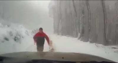 WCGW if you forget to pull the handbrake