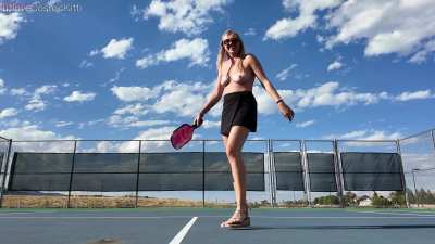 Dared to play pickleball topless.... I think it helped me win!