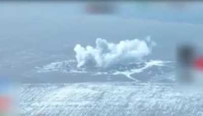 A Ukrainian air strike on a Russian stronghold in the Kursk region. It is claimed that the support was used to launch drones attacking the Ukrainian Armed Forces in the Sumy region. February 2025.