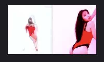 Hot sisters in sexy red acting naughty