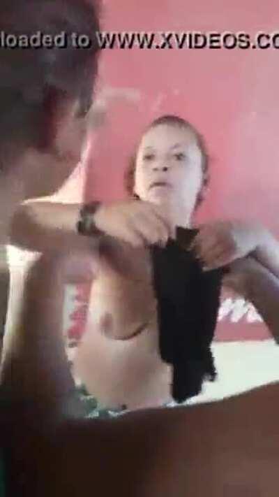 Asian girls fighting - ripping their clothes