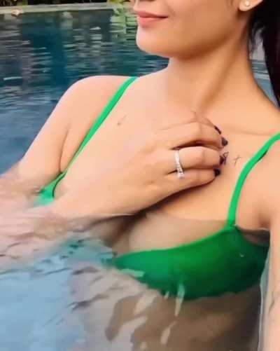 Remove your Hand Gutterthot Tridha and let us see those Natural Tits in Green Bikini. Hoping she gives good shot in this Green Bikini asap