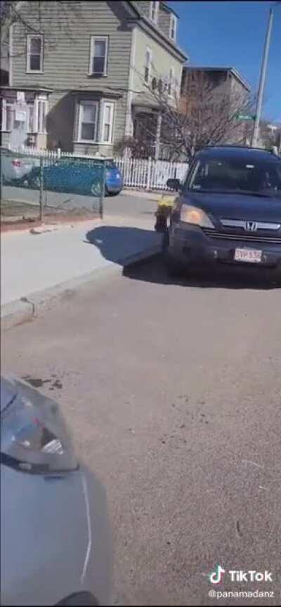 Man gets caught in the act and freaks out making the worst escape ever. Comical.