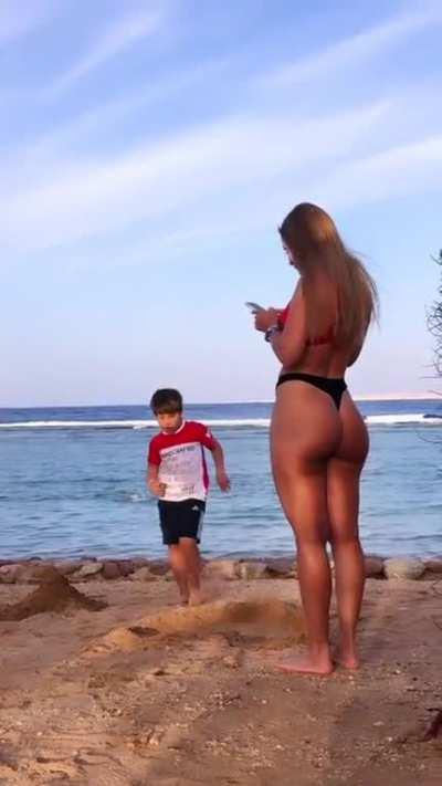 Family time at the beach