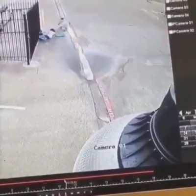 Kids jump at the same time throwing their guardian