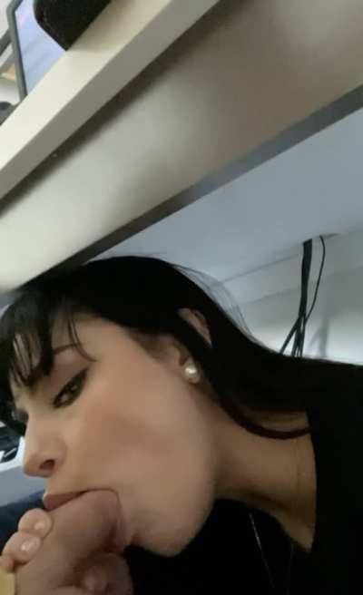 I love to take care of my alpha bud under his desk while he plays video games 😘